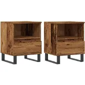 vidaXL Nachtkastjes 2 st 40x35x50 cm bewerkt hout oud houtkleurig