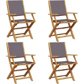 vidaXL Tuinstoelen 4 st inklapbaar massief hout en stof antracietkleur
