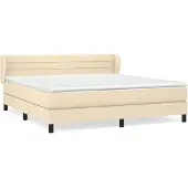 vidaXL Boxspring met matras stof crèmekleurig 160x200 cm