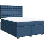 vidaXL Boxspring met matras stof blauw 140x200 cm