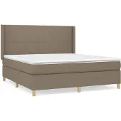 vidaXL Boxspring met matras stof taupe 180x200 cm