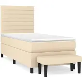 vidaXL Boxspring met matras stof crèmekleurig 80x200 cm