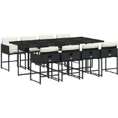 vidaXL 9-delige Tuinset poly rattan zwart