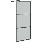 vidaXL Inloopdouchewand 80x195 cm donker ESG-glas zwart
