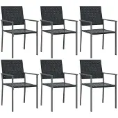 vidaXL Tuinstoelen 6 st 54x62,5x89 cm poly rattan zwart