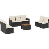 vidaXL 8-delige tuinmeubelset met kussens, zwart, polyrotan