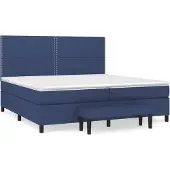 vidaXL Boxspringbed met matras, blauw, 200x200 cm, gestoffeerd