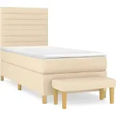 vidaXL Boxspring met matras stof crèmekleurig 80x200 cm