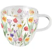 Ambiente Dubbelwandig Glas 0.2L Flowers In Spring Transparant transparant Glas