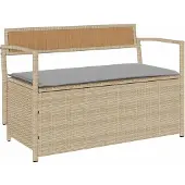 vidaXL Tuinbank met kussen beige polyrotan