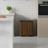 Songmics Keukenpedaalemmer – Kunststof – Zilver – 2 compartimenten met softclose deksels