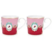 Pip studio Mok Home Mugs Small Love Birds Medallion Red-Pink (Set van 2)