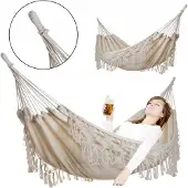 Midas Dubbele XL Hangmat 150x200cm - Comfortabel en Duurzaam - Ecru