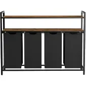 Songmics Wasmand - 4 uitneembare zakken - Met plank