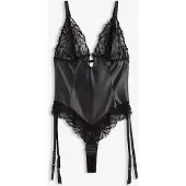 Bonprix Stringbody in wetlook met afneembare jarretals maat 40/42 (M)