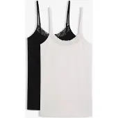 Bonprix Hemd met biologisch katoen en kant (set van 2) 54/56 (XXL)