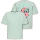 ONLY KIDS GIRL T-shirt met backprint groen Meisjes Katoen Ronde hals Backprint - maat 110/116