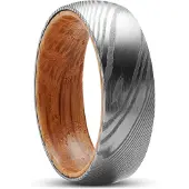 Lucleon Fortis | 7 mm Ring van Damascusstaal en Hout