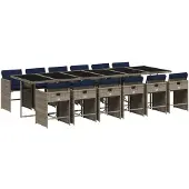 vidaXL 13-delige tuinset met kussens, grijs polyrotan