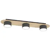 Emibig Hanglamp DIAZ, licht hout/zwart, 3xGX53x10W, hout, afmetingen: 7x55x11cm, IP20,