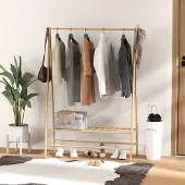 MODFU Kledingrek 116x43,5x160 cm van bamboe, vrijstaand met schoenenrek en haken