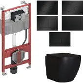 Boss & Wessing Tece profil toiletset set 65 mudo mat zwart met tece drukplaat