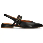 Manfield Zwarte leren slingbacks | Maat 36