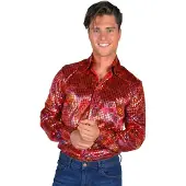 Coppens Heren disco blouse rood | Maat 3XL + |