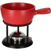 Jens Living Fondue Set Rood Large - Keramische Fondueset met Brander en 4 Vorkjes