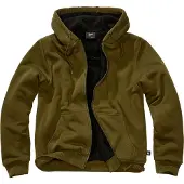 Brandit Trui met capuchon - Sweatjacket Teddylining - M tot 4XL - voor Mannen - olijf | Maat 3XL