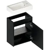 Mirlux Toiletmeubel vivo 40cm zwart eiken wastafel wit