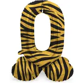 Folat - Staande folieballon Cijfer 0 Tiger Chic - 41 cm