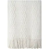 Domarex Acryl Plaid Lyon Franjes 130x170cm Crème Scandinavisch