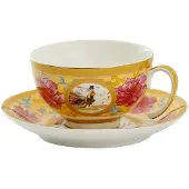Marco polo Merkloos Elegante Oosterse Porseleinen Kop & Schotel, handgemerkt met goud