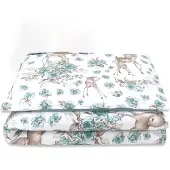 Zavelo Wasbaar Dekbed - Dekbedset met Print Hertje Groen 135x100 cm + Kussen 40x60 cm
