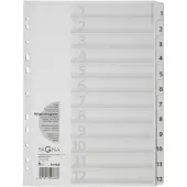 Pagna intercalaire en carton chiffres 1 12, a4, 12 touches 31005-08
