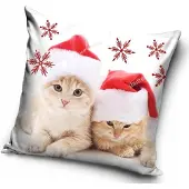Carbotex Kerstkussenhoes 40x40 cm met Katten - Zacht & Feestelijk