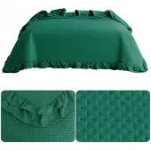 Cotton World Pikante Dekbedovertrek Rosella 200x220cm met Ruche - Smaragd Groen