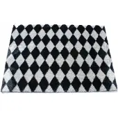 EDO Woonmat Zala 50x70 cm - Stijlvol Zwart/Wit Welour