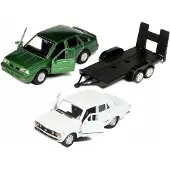 Dromader Welly Metalen Auto Set: Polonez Caro & Fiat 125p met Trailer