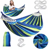 Tutumi Grote eenpersoonshangmat met spreidstok - blauw/groen