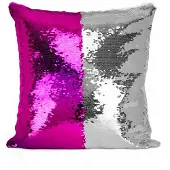 Domarex Decoratieve Kussenhoes 40x40cm Zilver/Fuchsia Flippy Paillette