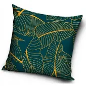 Carbotex Decoratieve Kussenhoes 40x40 cm Groen met Gouden Bladeren