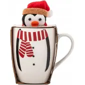Altomdesign Porseleinen Kerstmok met Pinguïn Knuffel - 340 ml Cadeauset