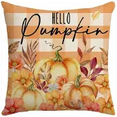 ECarla Herfstkussenhoes 45x45cm - Pompoen & Bloemen Boho Stijl