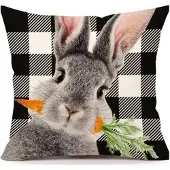 ECarla Decoratieve Paaskussenhoes 45x45cm set Konijn - 100% Linnen
