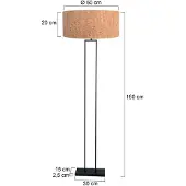 Steinhauer Stang 4338ZW vloerlamp – zwart staal met kurken kap Ø50 cm