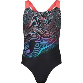Speedo Digital Placement Powerback Swimsuit Zwart 9-10 Years Meisje