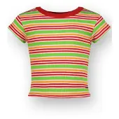 Vingino gestreepte T-shirt rood Meisjes Stretchkatoen Ronde hals Streep - maat 140