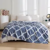 Cotton World Pluche Plaid Microvezel 160x200cm - Geometrisch Grijs